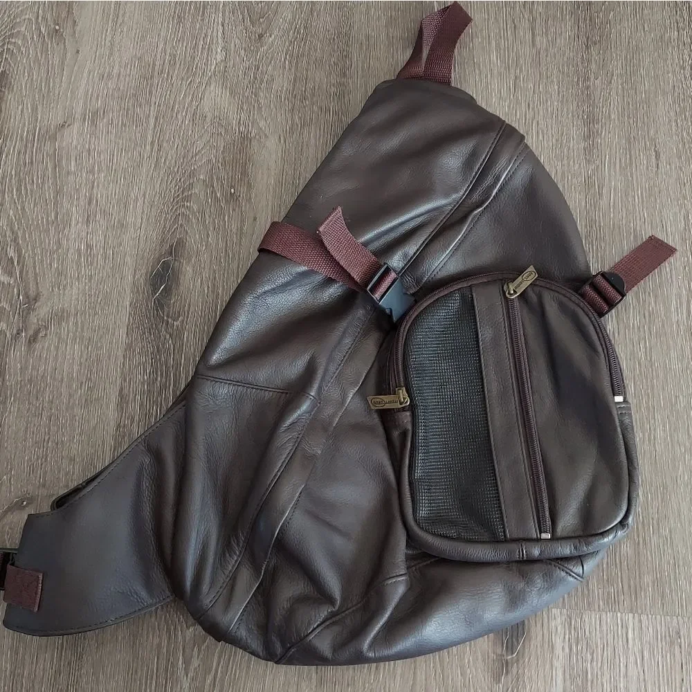 Ameri Leather Brown Crossbody Sling Bag